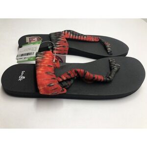Sanuk Women's  Size 11 Yoga Sling It‎ On Prints Dusty Red Flip Flop Sandal